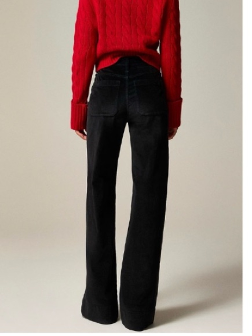 J. Crew Sailor Velvet High Rise Relaxed Wide Leg Trouser Pant Preppy Black 29 - Picture 2 of 10